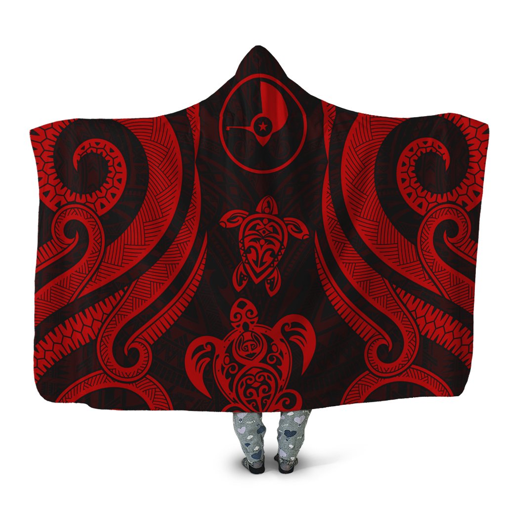 Yap Hooded Blanket - Red Tentacle Turtle Hooded Blanket Red - Polynesian Pride