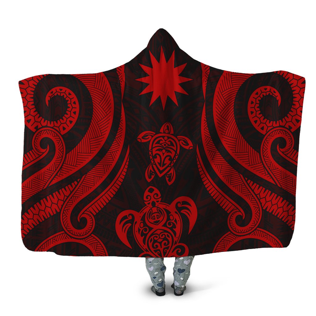 Nauru Hooded Blanket - Red Tentacle Turtle Hooded Blanket Red - Polynesian Pride