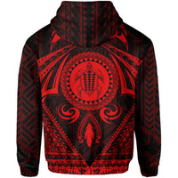 Polynesian Kakau Kanaka Turtle Map Hawaii Hoodie Circle Style Red - Polynesian Pride