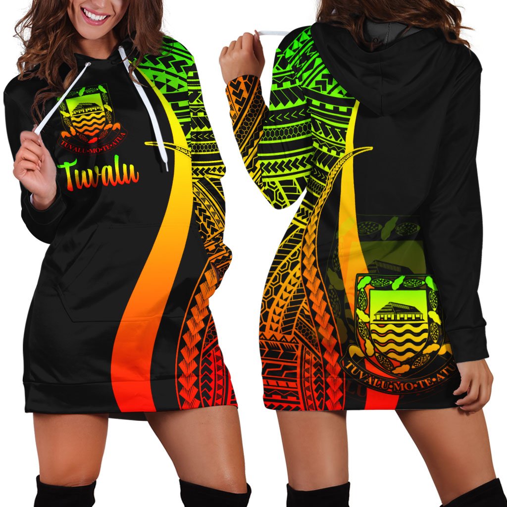 Tuvalu Women's Hoodie Dress - Reggae Polynesian Tentacle Tribal Pattern Reggae - Polynesian Pride