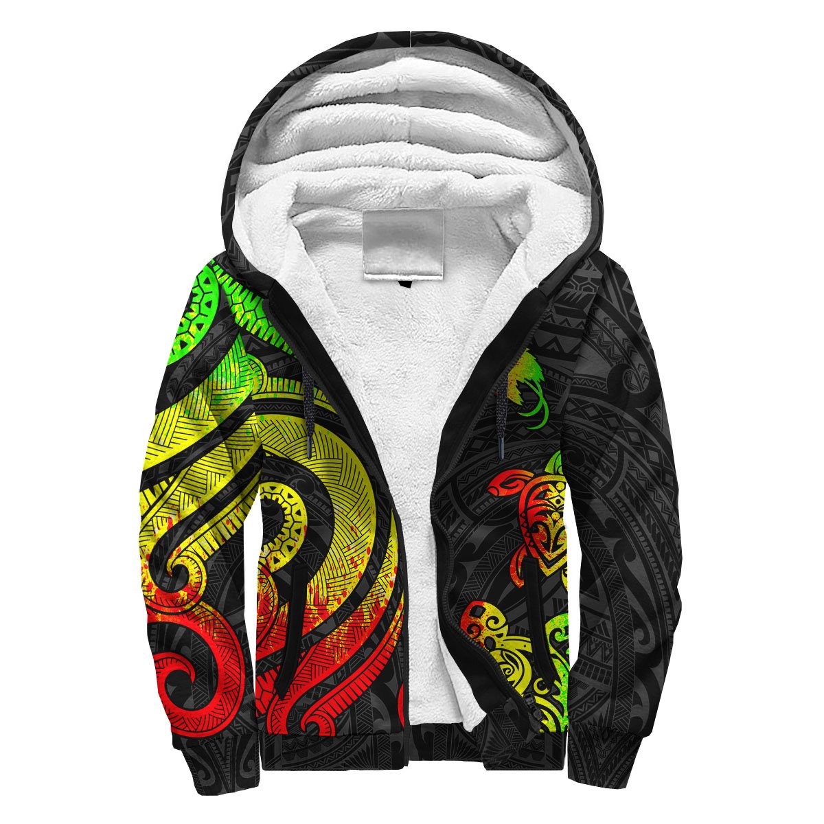 Papua New Guinea Sherpa Hoodie - Reggae Tentacle Turtle Reggae - Polynesian Pride