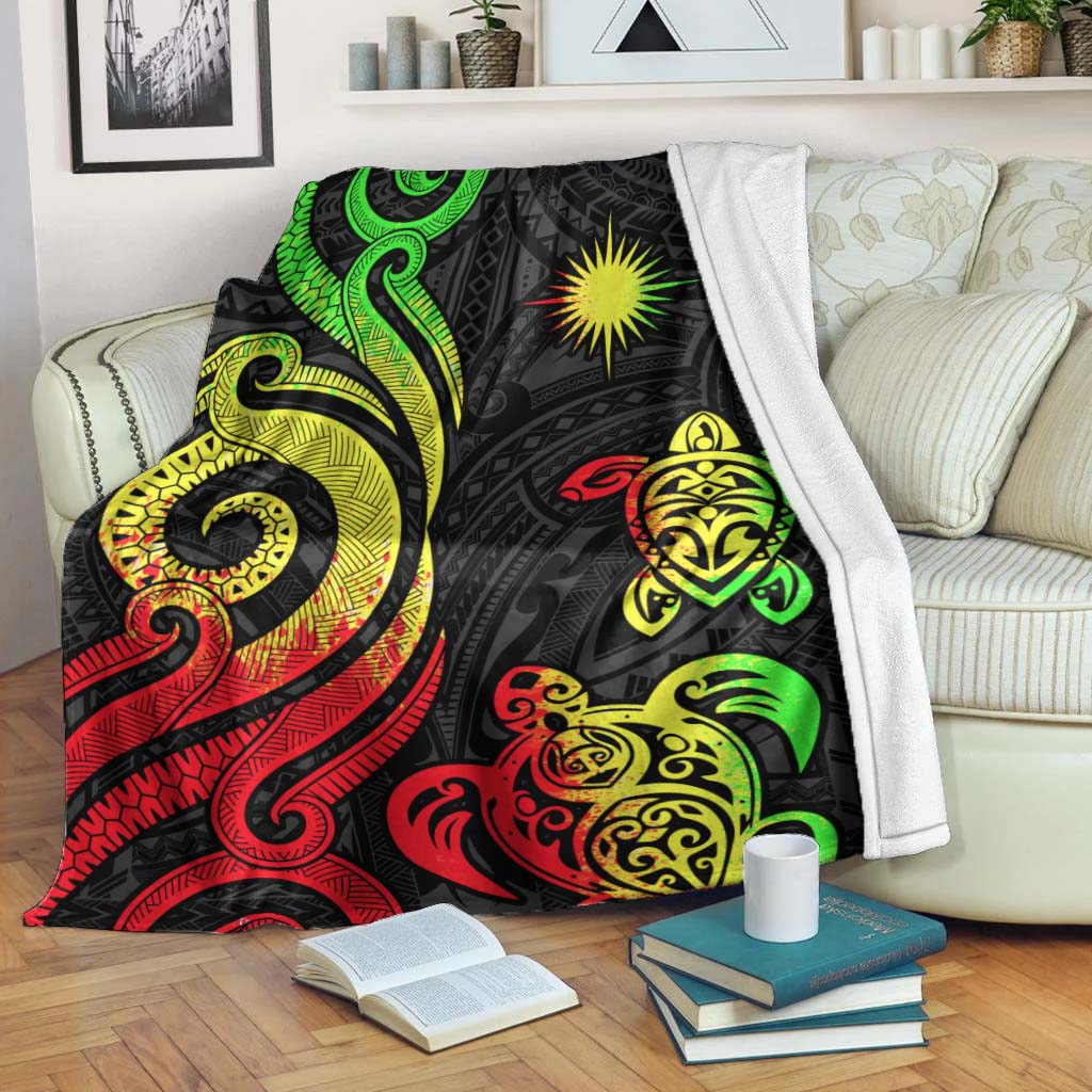 Marshall Islands Premium Blanket - Reggae Tentacle Turtle Crest White - Polynesian Pride