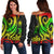 Federated States of Micronesia Women's Off Shoulder Sweater - Reggae Tentacle Turtle Art - Polynesian Pride