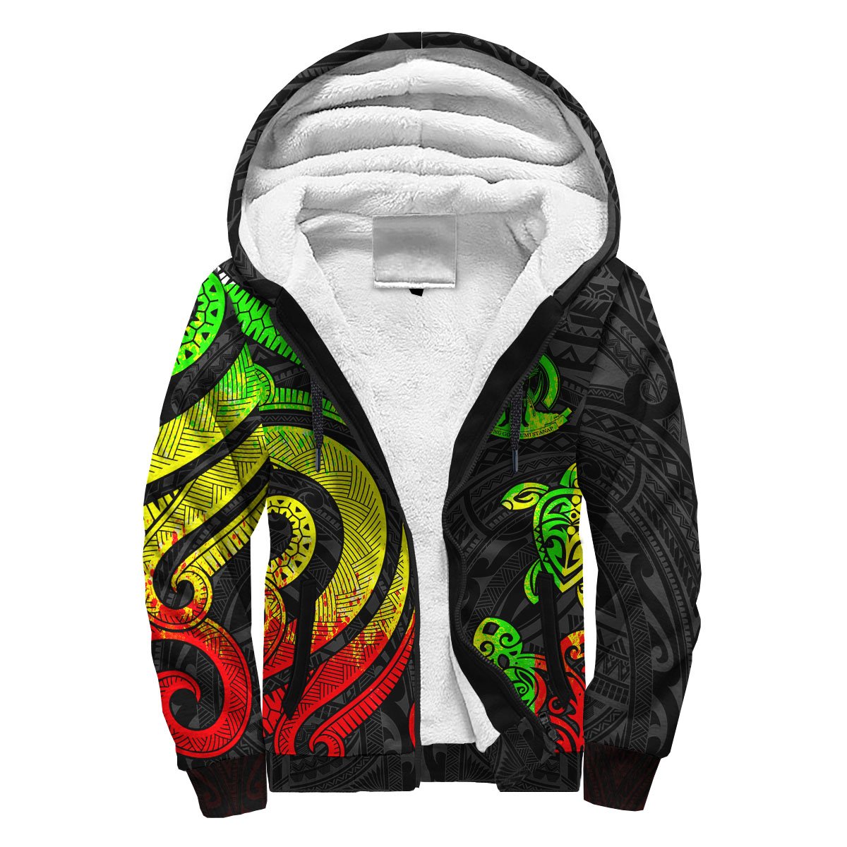 Vanuatu Sherpa Hoodie - Reggae Tentacle Turtle Reggae - Polynesian Pride