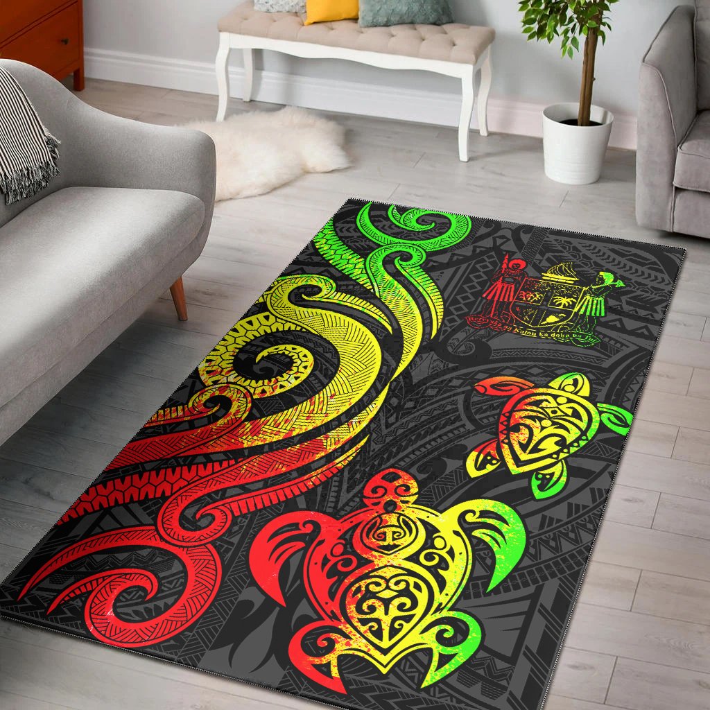 Fiji Area Rug - Reggae Tentacle Turtle Crest Reggae - Polynesian Pride