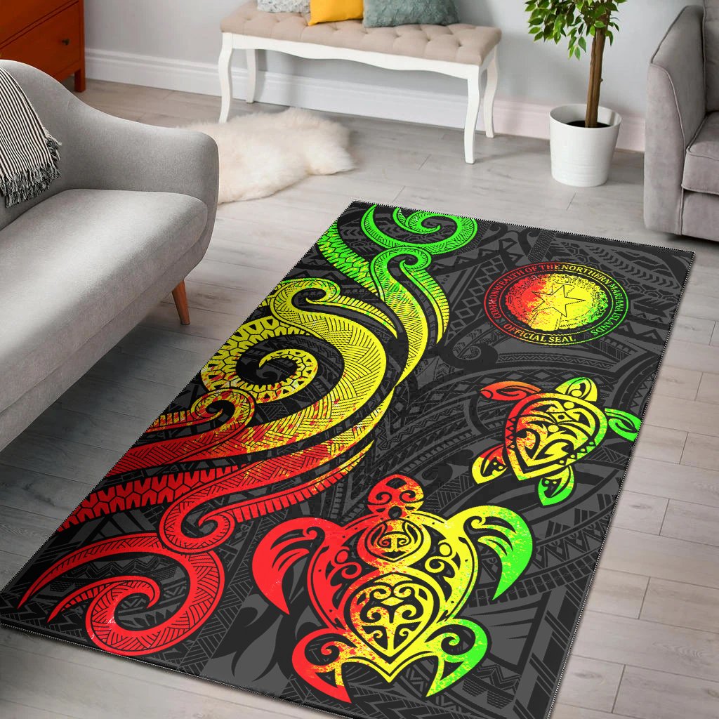 Northern Mariana Islands Area Rug - Reggae Tentacle Turtle Reggae - Polynesian Pride