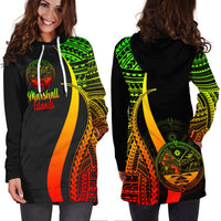 Marshall Islands Women's Hoodie Dress - Reggae Polynesian Tentacle Tribal Pattern Crest - Polynesian Pride