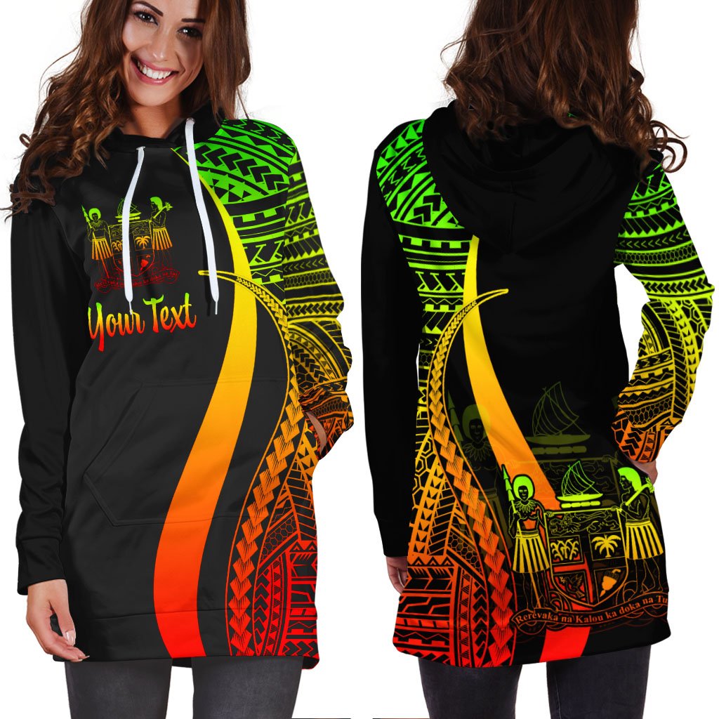 Fiji Women's Hoodie Dress - Reggae Polynesian Tentacle Tribal Pattern Crest - Polynesian Pride