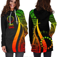 Cook Islands Women's Hoodie Dress - Reggae Polynesian Tentacle Tribal Pattern - Polynesian Pride