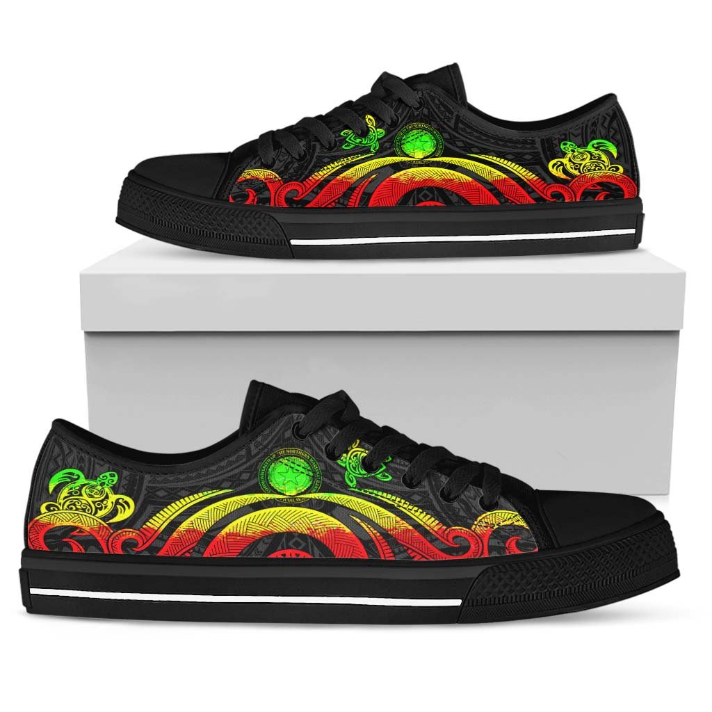 Northern Mariana Islands Low Top Canvas Shoes - Reggae Tentacle Turtle - Polynesian Pride