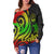 Marshall Islands Women's Off Shoulder Sweater - Reggae Tentacle Turtle Crest - Polynesian Pride