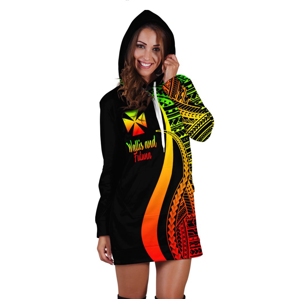 Wallis and Futuna Women's Hoodie Dress - Reggae Polynesian Tentacle Tribal Pattern - Polynesian Pride