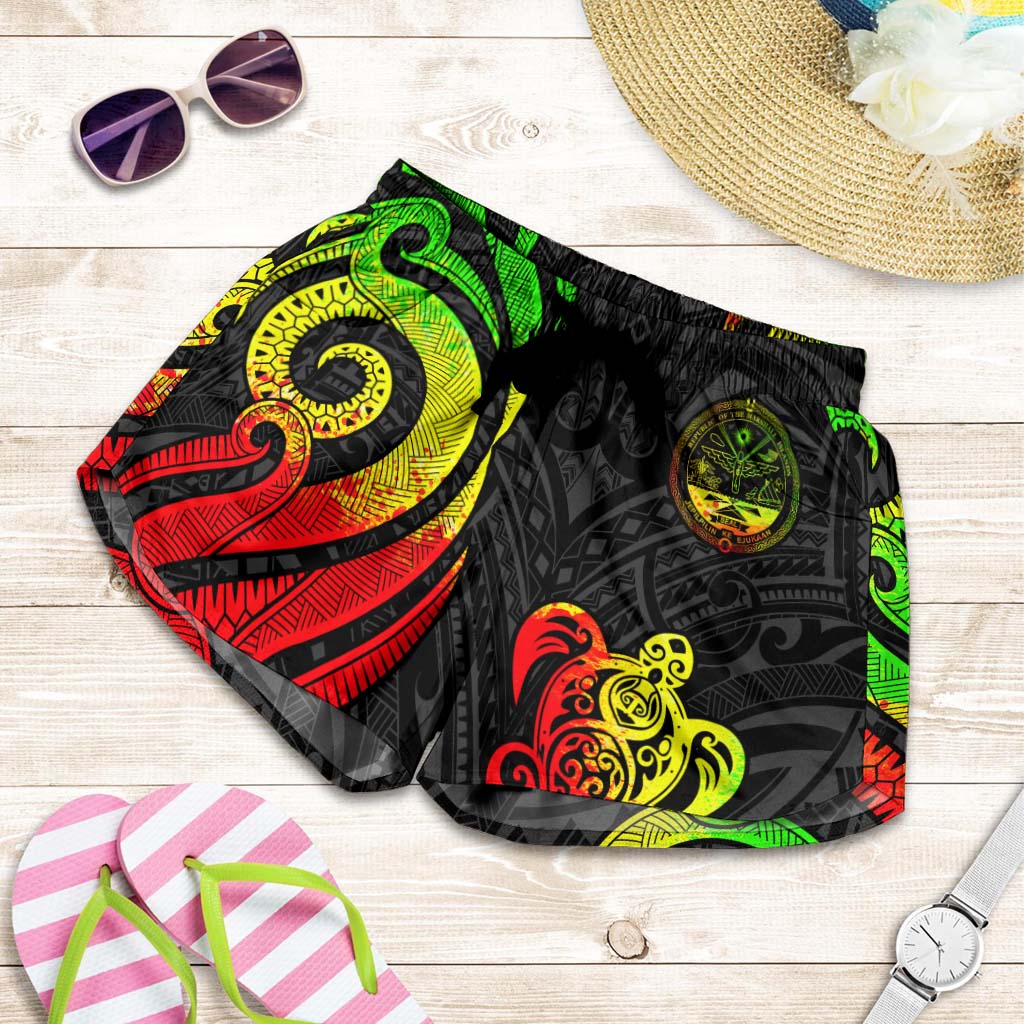 Marshall Islands Women's Short - Reggae Tentacle Turtle Crest Women Reggae - Polynesian Pride