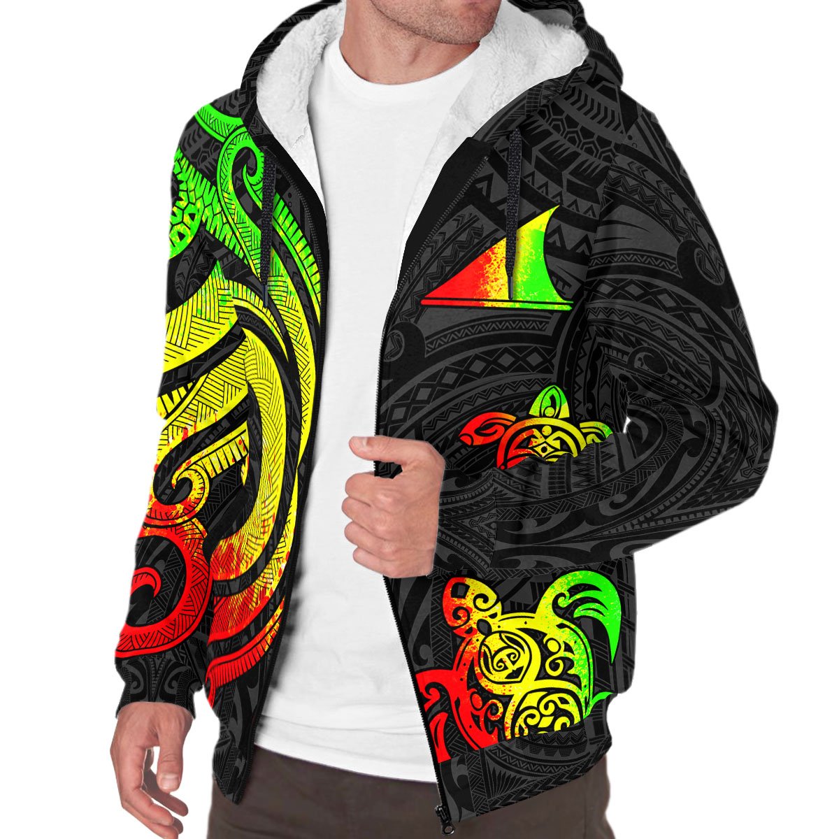 Tokelau Sherpa Hoodie - Reggae Tentacle Turtle - Polynesian Pride