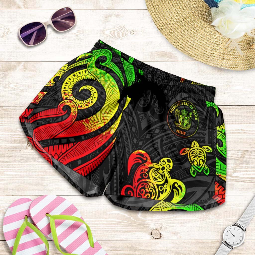 Niue Women's Short - Reggae Tentacle Turtle Women Reggae - Polynesian Pride