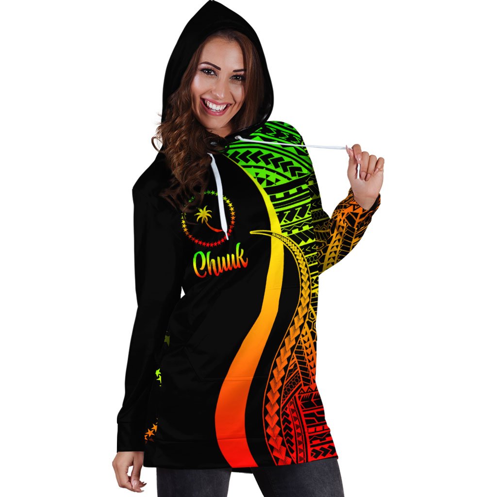 Chuuk Women's Hoodie Dress - Reggae Polynesian Tentacle Tribal Pattern - Polynesian Pride