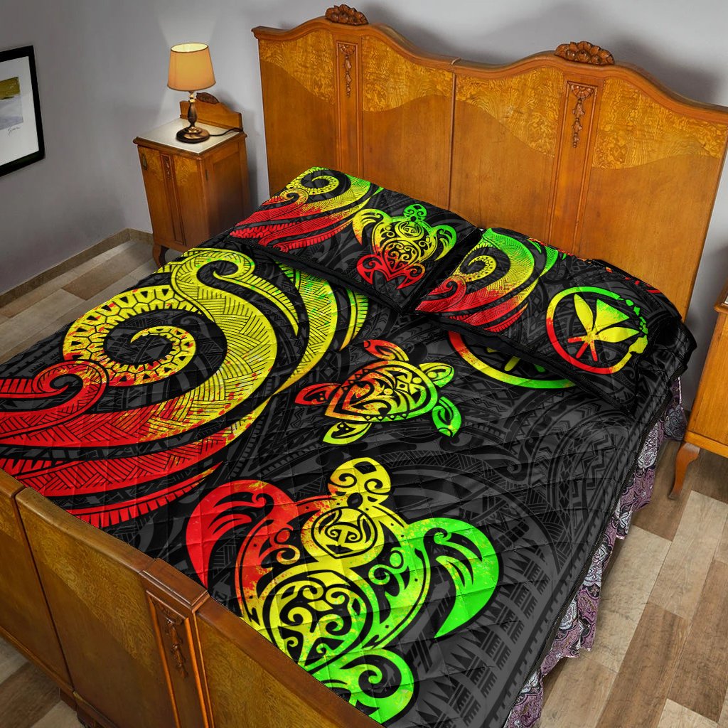 Hawaii Quilt Bed Set - Reggae Tentacle Turtle - Polynesian Pride