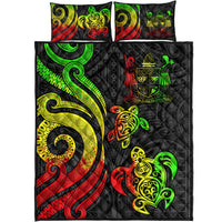 Fiji Quilt Bed Set - Reggae Tentacle Turtle Crest - Polynesian Pride