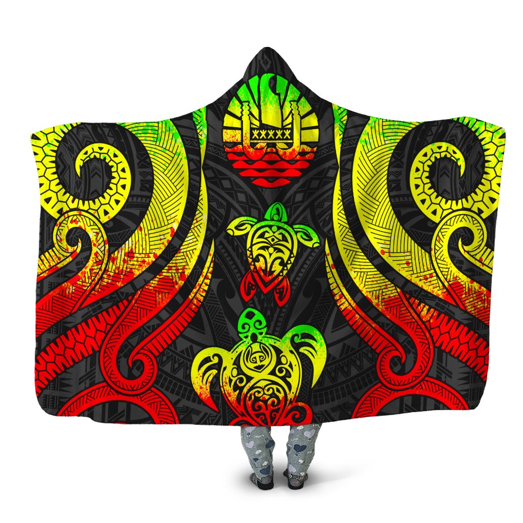 Tahiti Hooded Blanket - Reggae Tentacle Turtle Hooded Blanket Reggae - Polynesian Pride