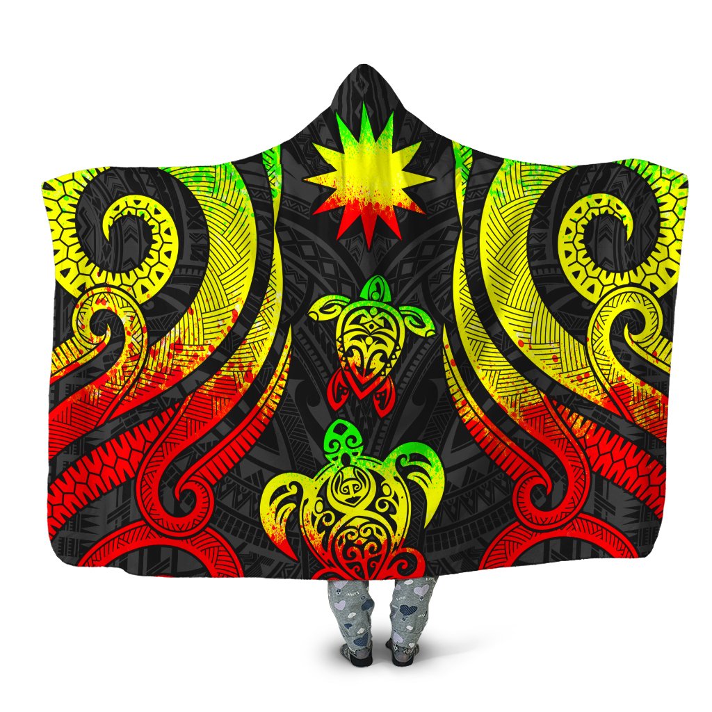 Nauru Hooded Blanket - Reggae Tentacle Turtle Hooded Blanket Reggae - Polynesian Pride