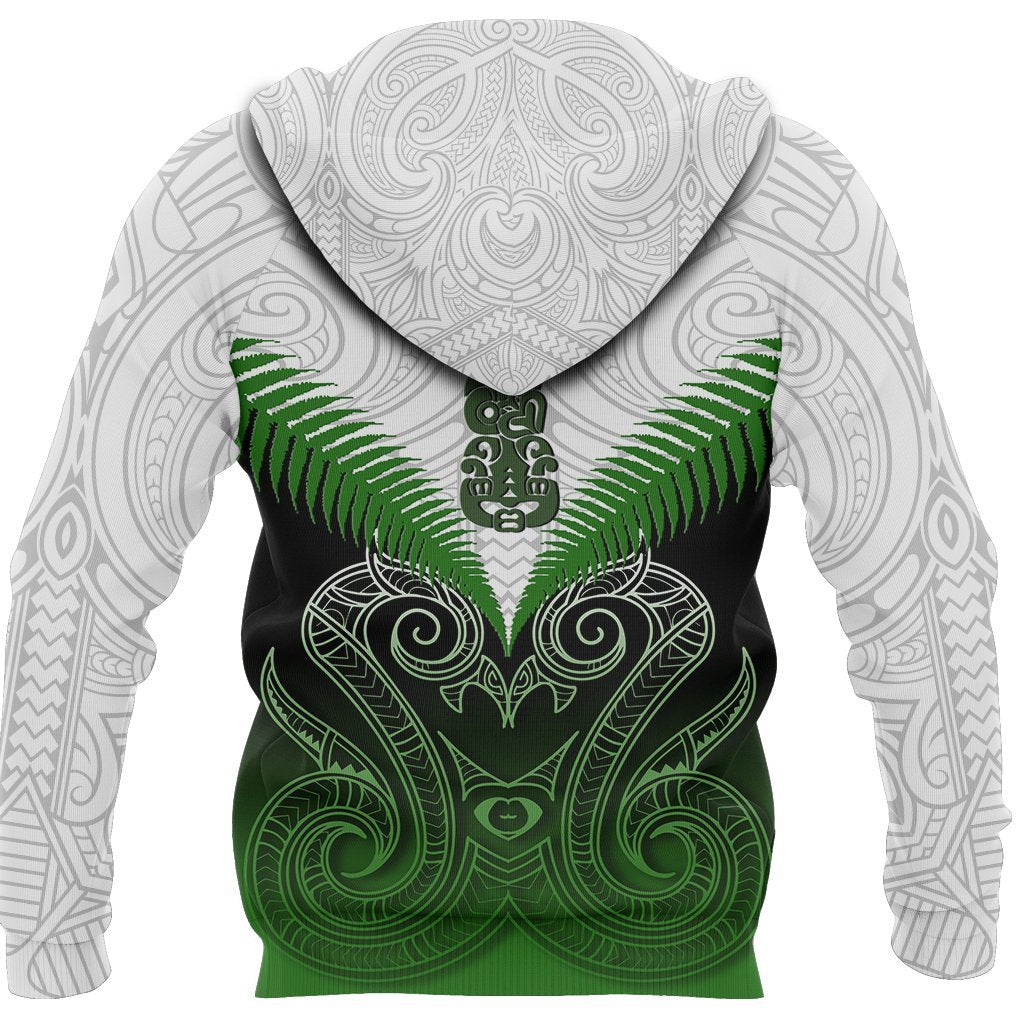 New Zealand Green Rugby Hoodie, Maori Manaia Pullover Hoodie - Polynesian Pride