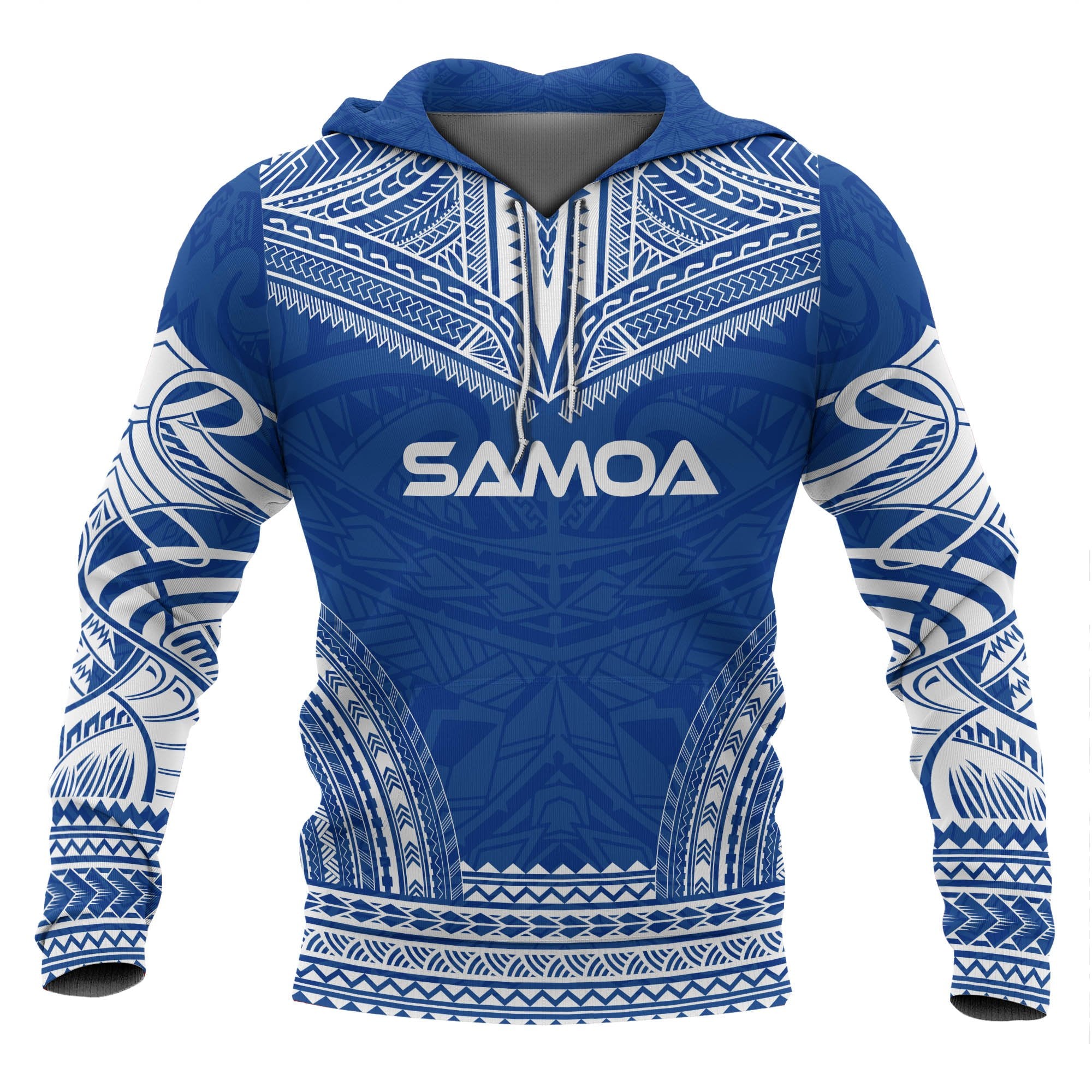 Samoa Polynesian Chief Hoodie Flag Version Unisex Blue - Polynesian Pride