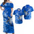 Custom Matching Hawaiian Outfits For Couples Polynesia Blue Sea Turtle Honu and Hibiscus Dress and Hawaiian Shirt LT13 Blue - Polynesian Pride