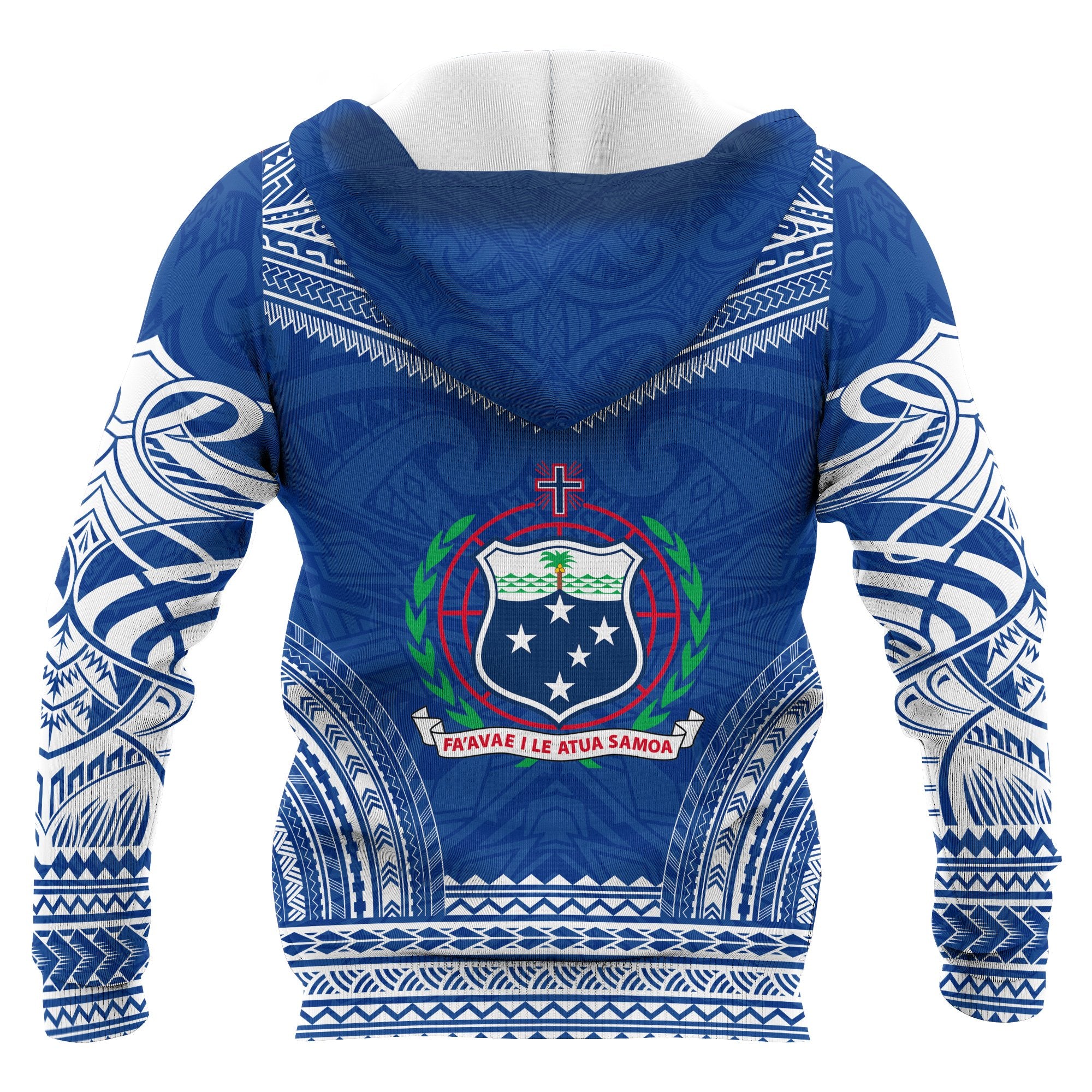 Samoa Polynesian Chief Custom Zip up Hoodie Flag Version Unisex Blue - Polynesian Pride