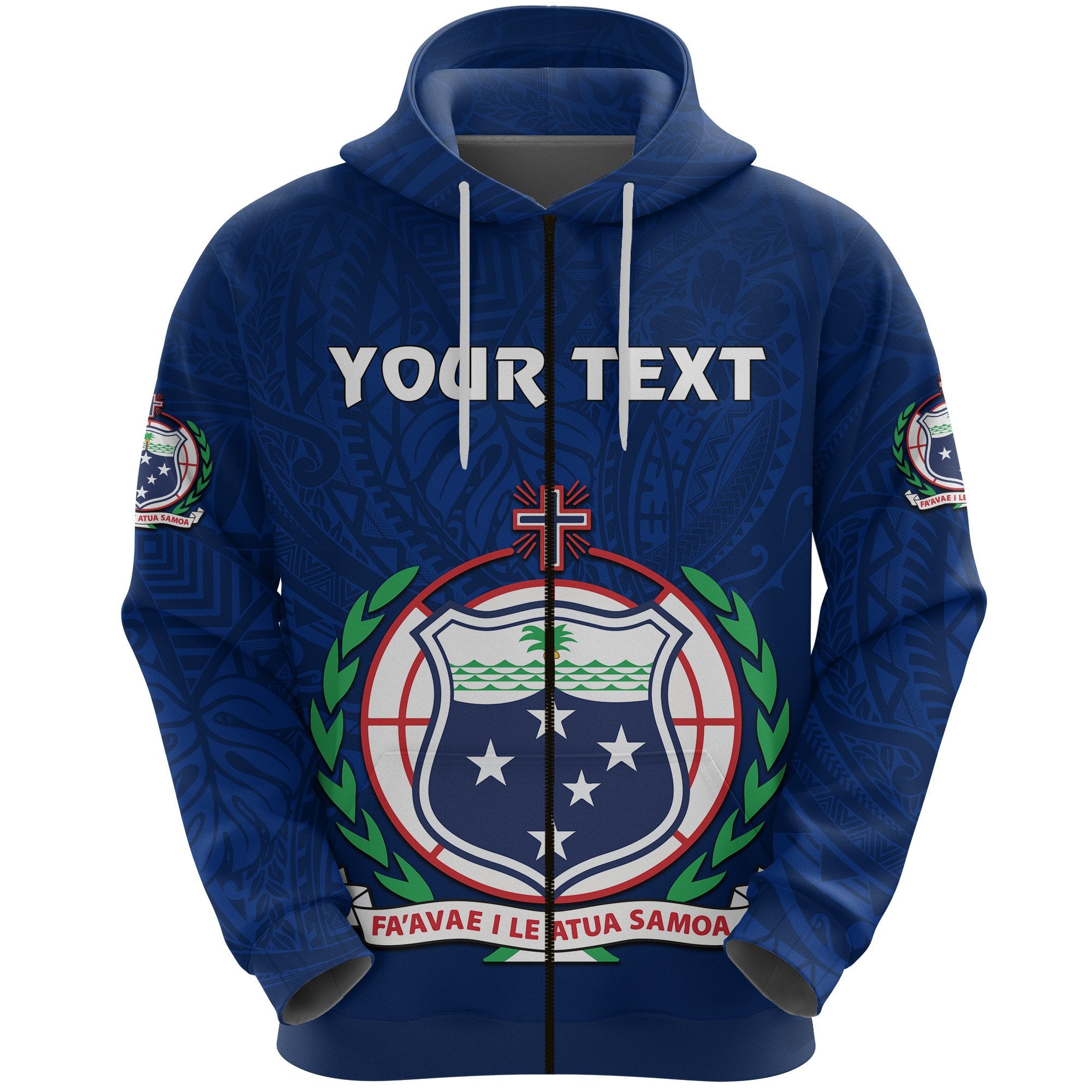 Custom Manu Samoa Rugby Zip Hoodie Simple Style Blue Unisex Blue - Polynesian Pride