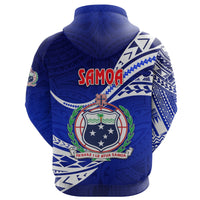 Manu Samoa Rugby Zip Hoodie Unique Version Blue - Polynesian Pride