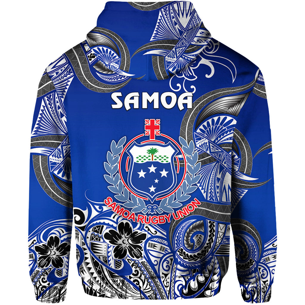 Samoa Manu Zip Hoodie Rugby Unique Style Blue White LT8 - Polynesian Pride