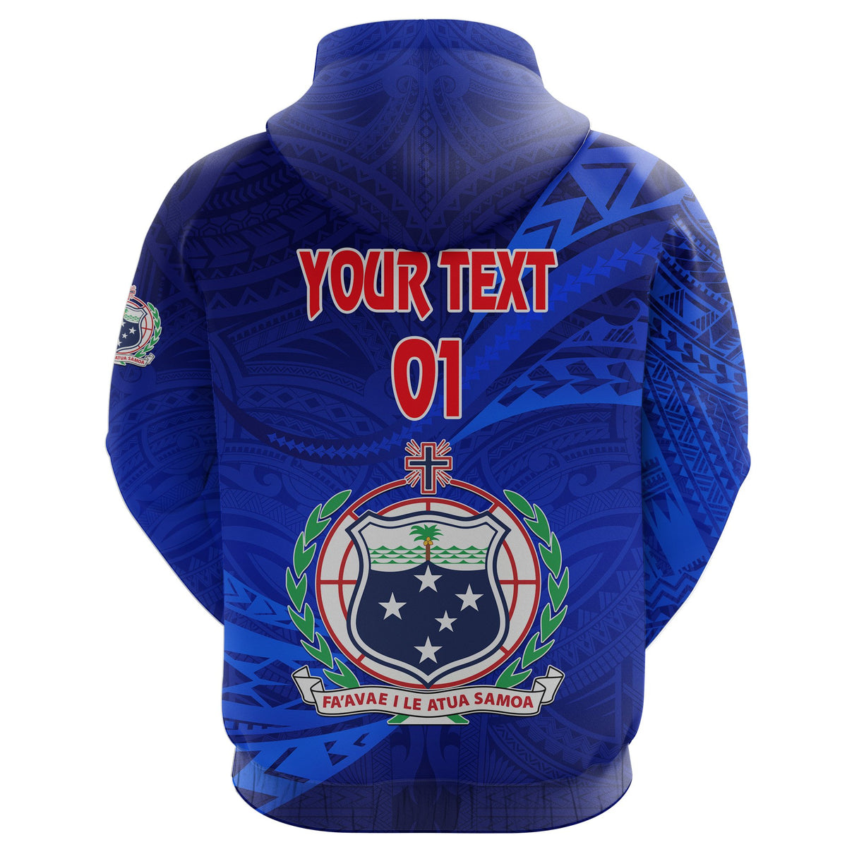 Custom Manu Samoa Rugby Zip Hoodie Unique Version Full Blue, Custom Text and Number - Polynesian Pride
