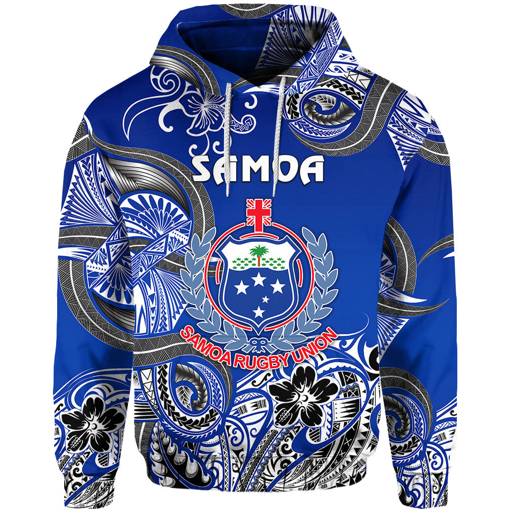 Custom Samoa Manu Hoodie Rugby Unique Style Blue White LT8 - Polynesian Pride