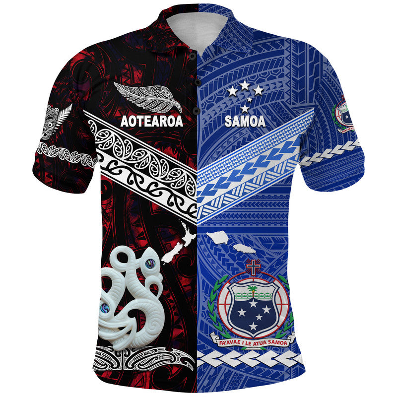 Custom Samoa New Zealand Polo Shirt Together Red LT8 Red - Polynesian Pride