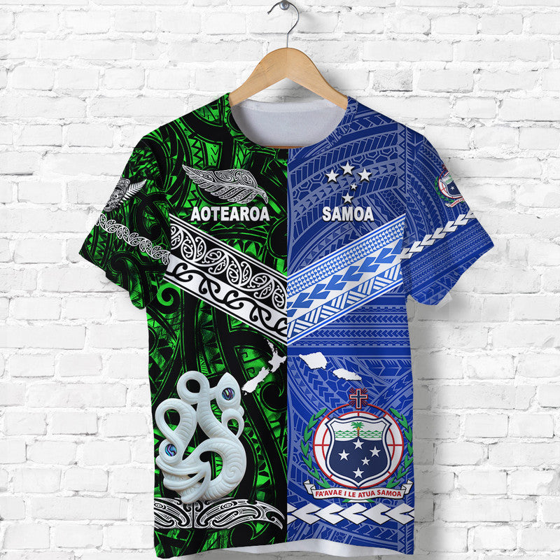 Custom Samoa New Zealand T Shirt Together Green LT8 Green - Polynesian Pride