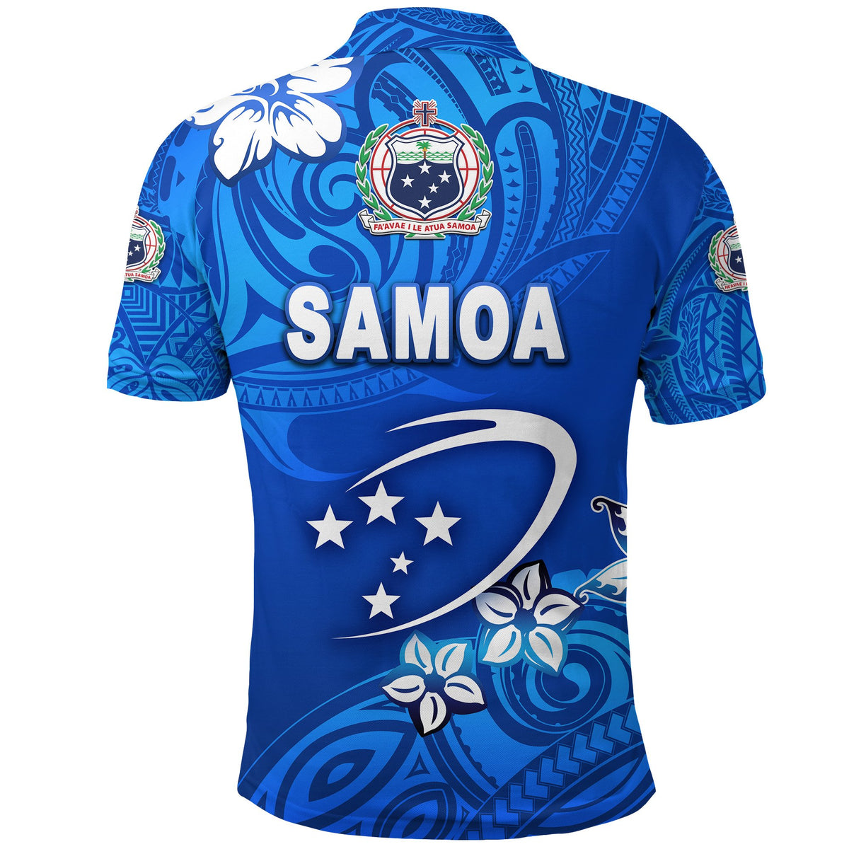 Custom Manu Samoa Rugby Polo Shirt Unique Vibes Full Blue - Polynesian Pride