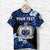 Custom Manu Samoa Rugby T Shirt Unique Vibes Coat of Arms Blue - Polynesian Pride