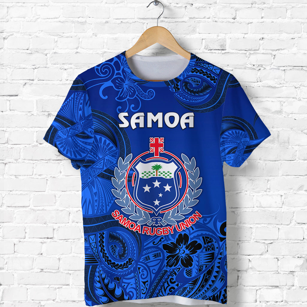 Custom Samoa Manu T Shirt Rugby Unique Style Full Blue LT8 - Polynesian Pride