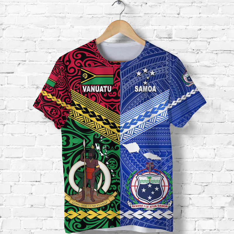 Samoa And Vanuatu T Shirt Together LT8 Blue - Polynesian Pride