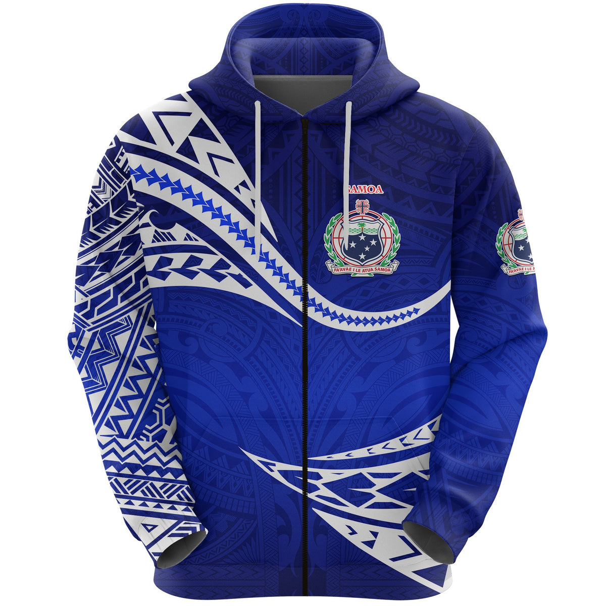 Manu Samoa Rugby Zip Hoodie Unique Version Blue - Polynesian Pride