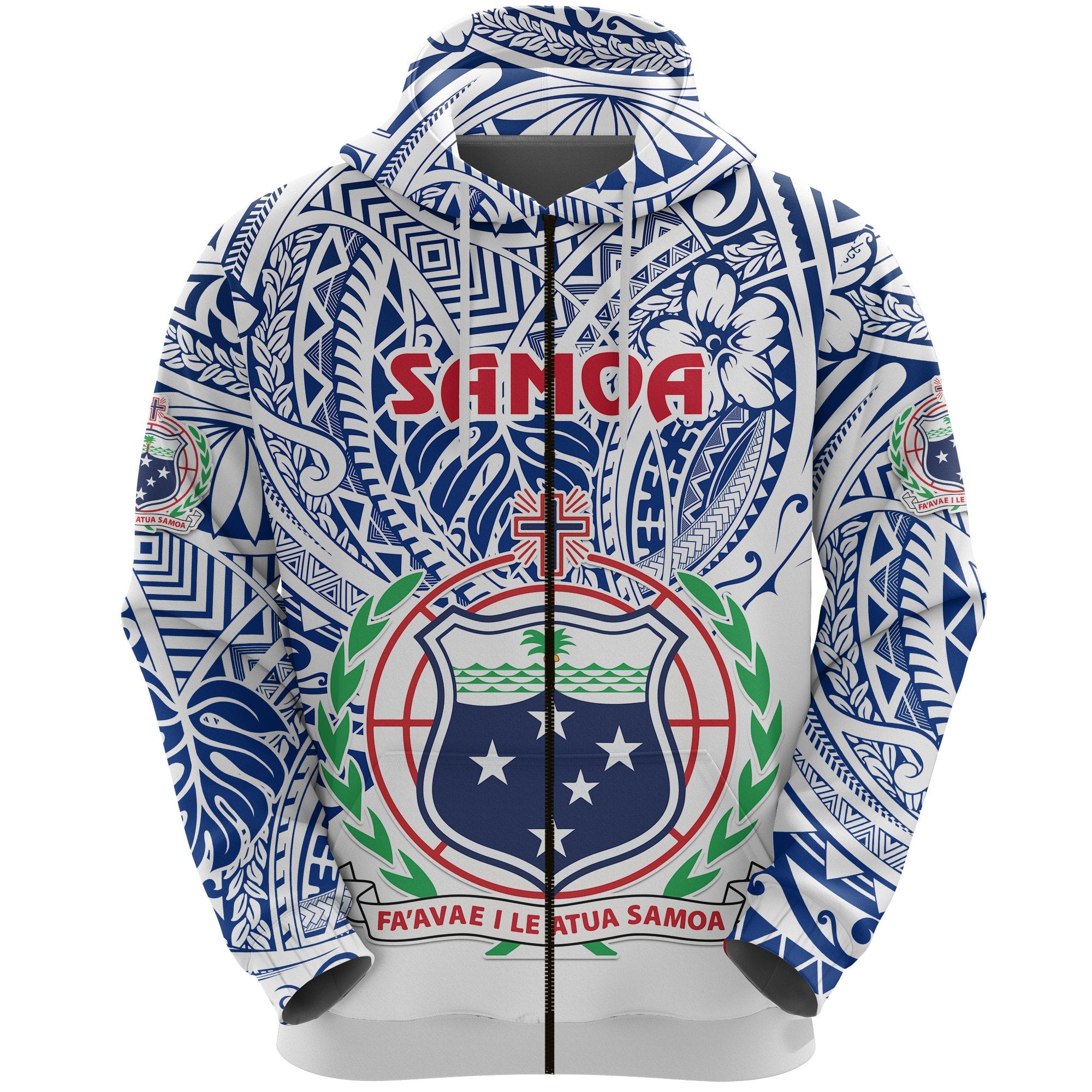 Manu Samoa Rugby Zip Hoodie Simple Style White Unisex White - Polynesian Pride