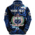 Custom Manu Samoa Rugby Zip Hoodie Unique Vibes Coat of Arms Blue - Polynesian Pride