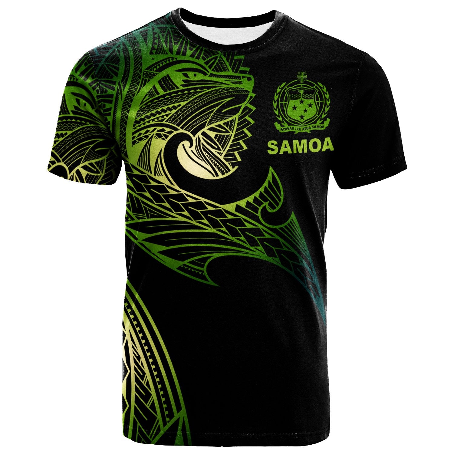 Samoa T Shirt Leader Wolf Is You Gradient Color Unisex Black - Polynesian Pride