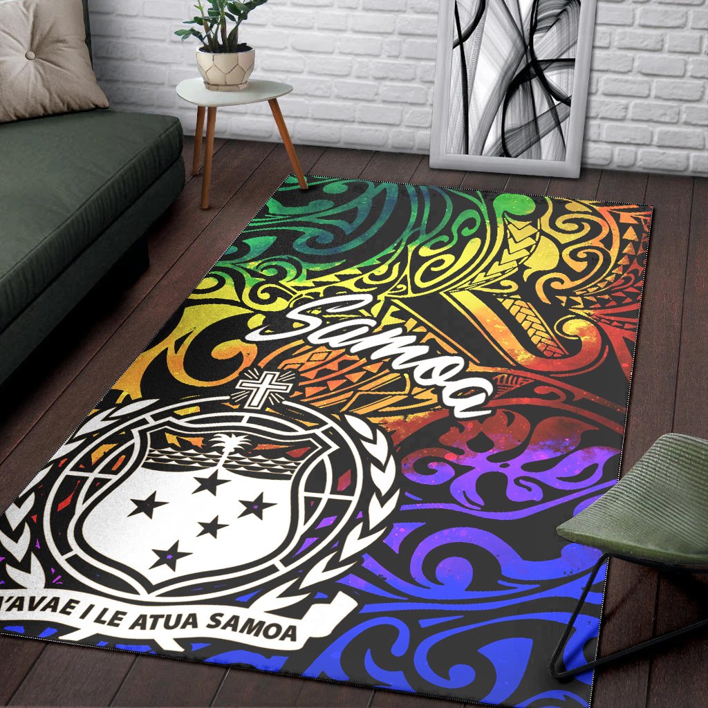 Samoa Area Rug - Rainbow Polynesian Pattern - Polynesian Pride