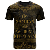 Samoa T Shirt Keep Calm Style Gold Patterns Unisex Art - Polynesian Pride