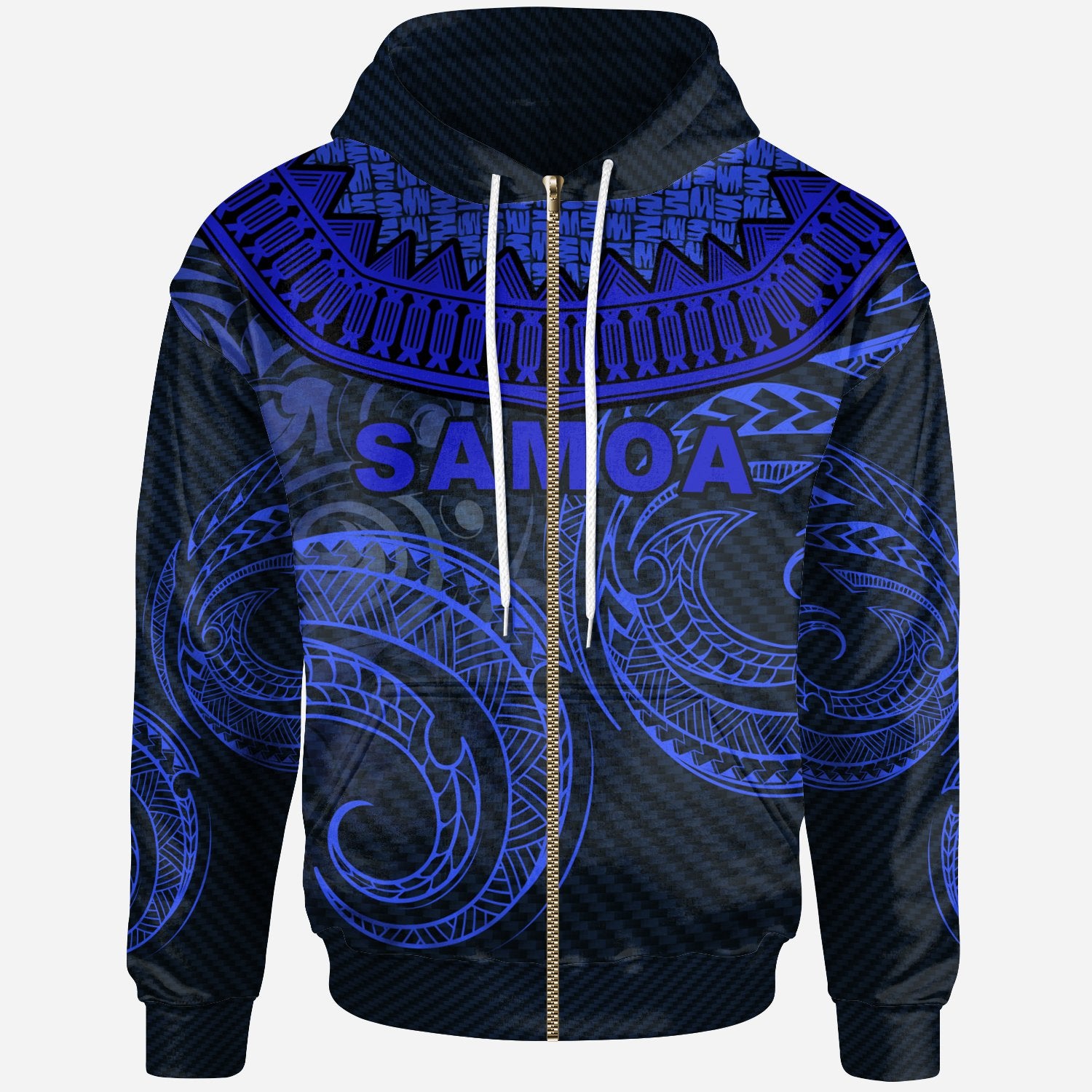 Samoa Zip up Hoodie Dynamic Sports Style Unisex Blue - Polynesian Pride