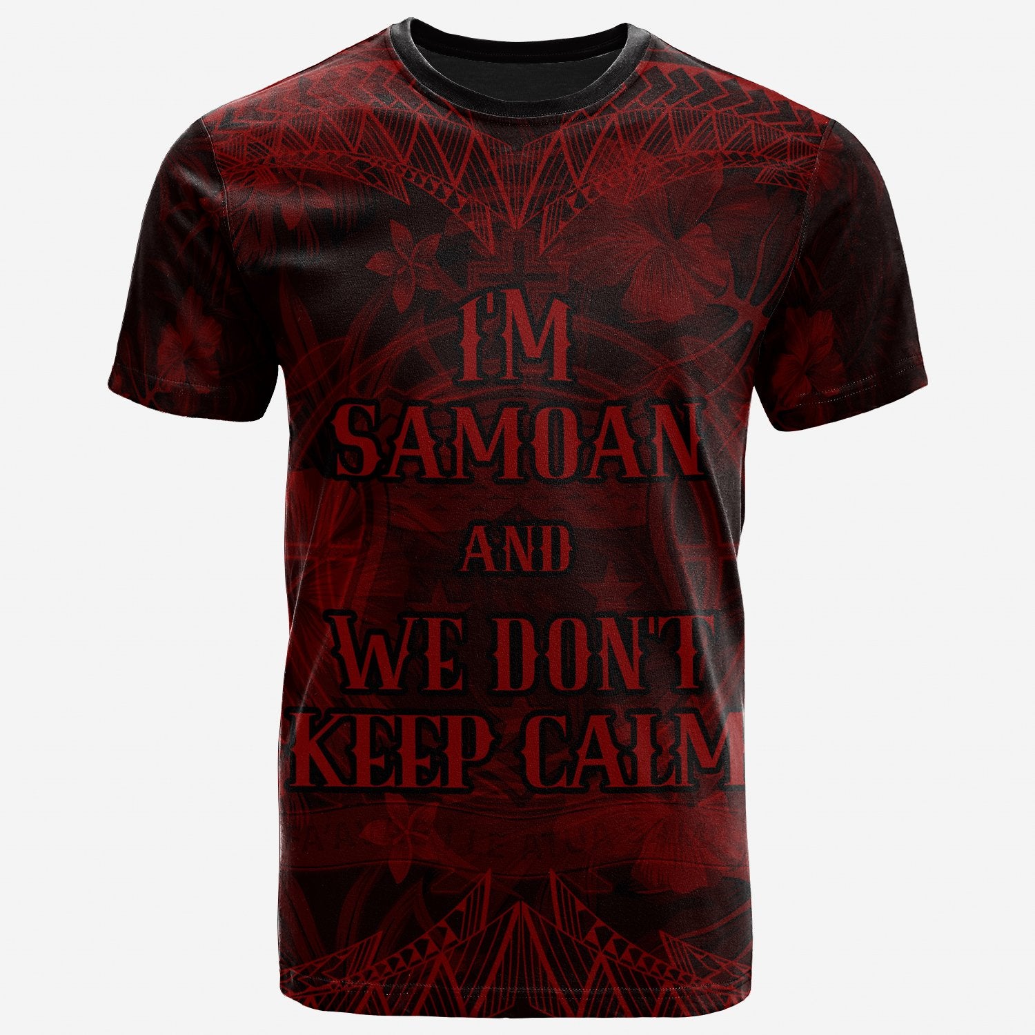 Samoa T Shirt Keep Calm Style Red Patterns Unisex Red - Polynesian Pride