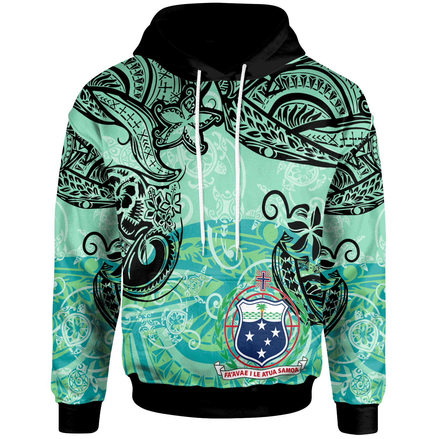 Samoa Hoodie Vintage Floral Pattern Green Color Unisex Green - Polynesian Pride