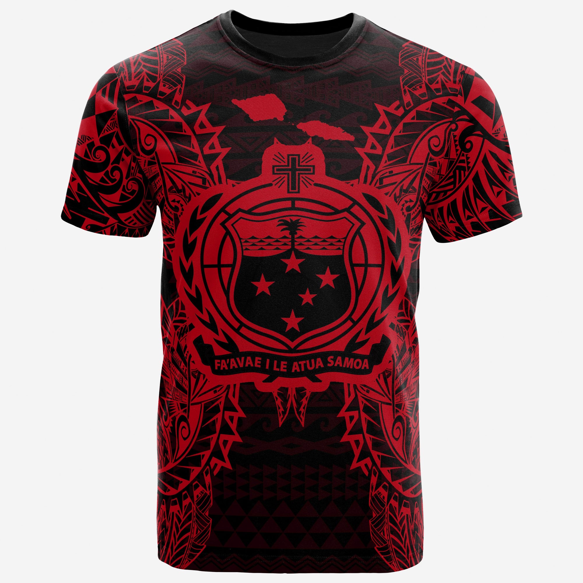 Samoa All T Shirt Samoa Coat Of Arms Map Polynesian Tattoo Red Unisex Gold - Polynesian Pride