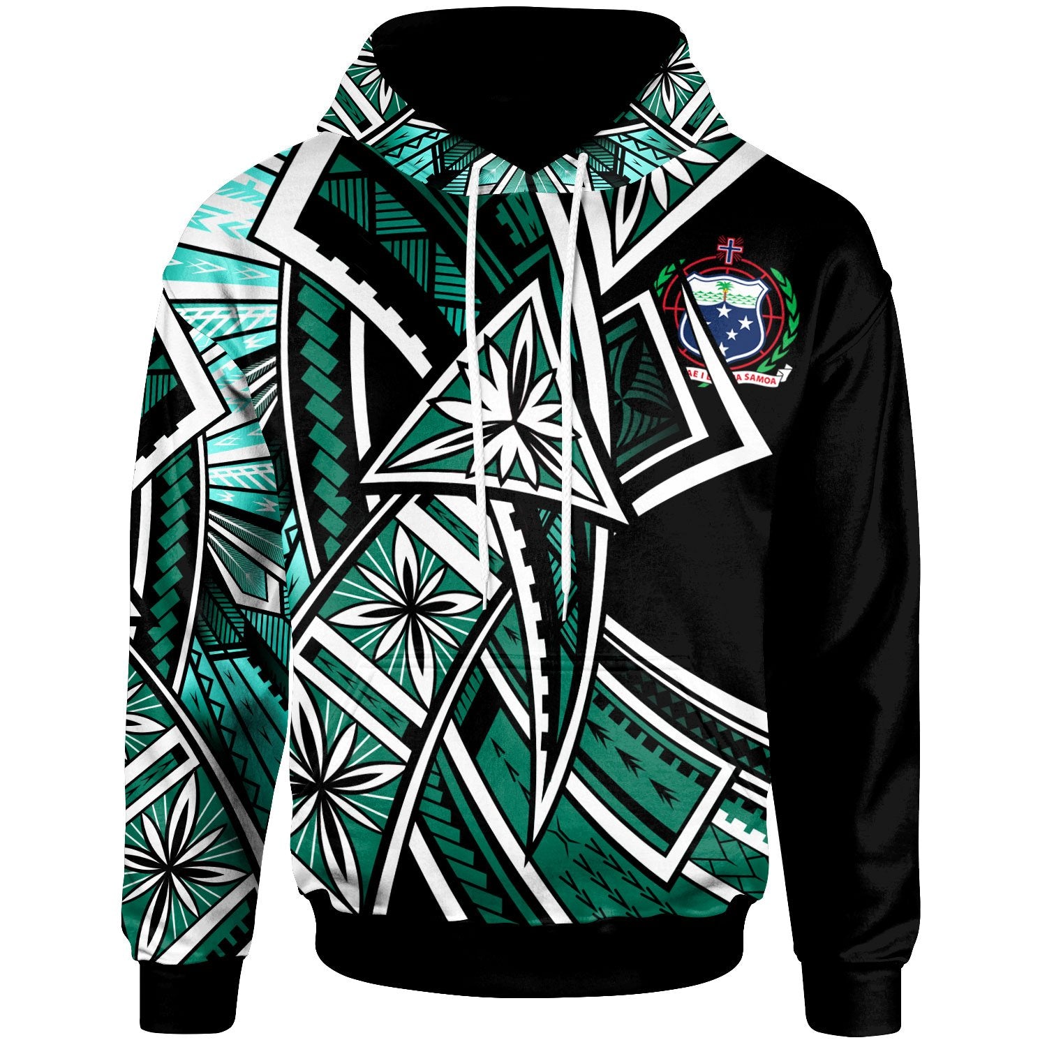 Samoa Hoodie Tribal Flower Special Pattern Green Color Unisex Green - Polynesian Pride